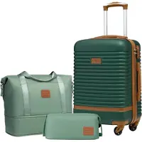 Sonstiges COOLIFE Valise Trolley Set 3pcs ABS coque dure 4 roues serrure TSA vert foncé/marron