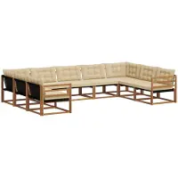 vidaXL Ensemble de salon de jardin 9 pièces, couleurs naturelles et beige