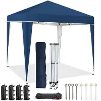Ele eleoption Tente pop-up pliable 3 x 3 m, tente pop-up instantanée pour le camping, la plage, le jardin, les fêtes et les événements en plein air, bleue