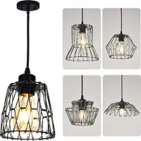 Lapamax Suspension E27 rétro, abat-jour en métal, malléable, hauteur réglable, plafonnier pour salle à manger, salon, restaurant (avec ampoule LED)