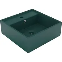 Syfax Lavabo carré à trop-plein Vert foncé mat 41x41 cm Céramique