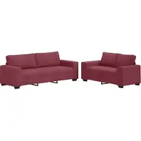 Syfax Ensemble de canapé 2 pcs avec coussins en tissu rouge bordeaux