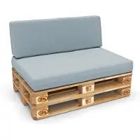 Pokar Coussin pour palette Coussins de palette avec housse amovible Canapé de palette, Taille:Set coussin d'assise 120x80 + coussin de dossier 120x40, Couleur:Bleu