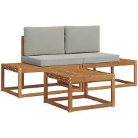 vidaXL Ensemble de canapés d'extérieur avec coussins 3 pièces Naturel