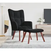 Prolenta Maison Exclusive - Fauteuil de détente avec repose-pieds, velours noir