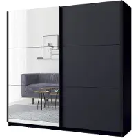 Meublorama Armoire collection 200 cm 2 portes coulissantes avec miroir - gris graphite - Collection ARSALA