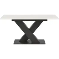 Meublorama Table extensible CAPTURE – Pied design en X – Structure gris foncé et plateau blanc – 150 à 190 cm