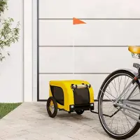 Prolenta Maison Exclusive - Remorque pour vélo, pour chiens, jaune et noire, en tissu Oxford et en fer