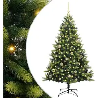 Syfax Arbre de Noël artificiel à charnières 150 LED Vert 150 cm