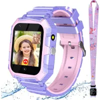 Ele eleoption (Violet) T32 4G Smartwatch pour enfants, montre téléphone avec appareil photo, prise d'appel, podomètre, SOS, GPS Smartwatch