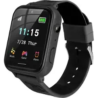 Ele eleoption Smart Watch pour enfants avec lecteur de musique podomètre jeux mathématiques SOS appel caméra alarme enregistreur calculatrice MP3 pour cadeau d'anniversaire enfants garçons filles, Noir