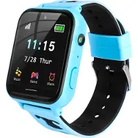 Ele eleoption Smart Watch pour enfants avec lecteur de musique podomètre jeux mathématiques SOS appel caméra alarme enregistreur calculatrice MP3 pour cadeau d'anniversaire enfants garçons filles, bleu