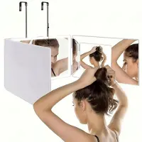 COOAU Miroir cosmétique, miroir lumineux LED avec crochet, miroir cosmétique à 360 degrés avec interrupteur tactile, miroir de maquillage pliable, trois miroirs latéraux, maquillage