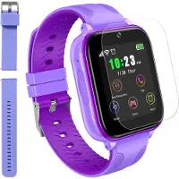 Ele eleoption (Violet) T12 4G Smart Watch pour enfants, montre pour enfants à écran tactile avec traceur GPS et appels, appel vidéo vocal, caméra SOS, lecteur de musique