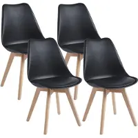 TEENO Chaise de salle à manger , chaise de cuisine, scandinave, rétro avec dossier, assise rembourrée en hêtre massifNoir, lot de 4