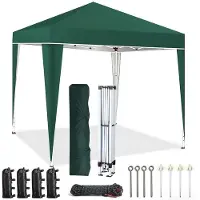 Ele eleoption Pavillon pop-up 3X3M pliable, tente pavillon d'extérieur instantanée pour le camping, la plage, le jardin, les fêtes et les événements en plein air, vert foncé