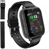 Ele eleoption (Noir) T12 4G Smart Watch pour enfants, montre pour enfants à écran tactile avec tracker GPS et appels, appel vidéo vocal, caméra SOS, lecteur de musique