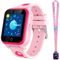 Ele eleoption (Rose) A9 Smart Game Watch pour enfants, 18 jeux Smartwatch pour enfants avec sangle, lampe de poche, musique MP3, cadeaux pour enfants