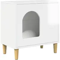 vidaXL Maison pour chats Blanc brillant 51 x 30 x 52 cm Bois composite