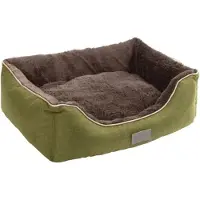 Kerbl Panier Coussin pour Animaux Samuel, 60 x 50 x 17 cm, Gris et Gris foncé, Housse en Peluche Moelleuse