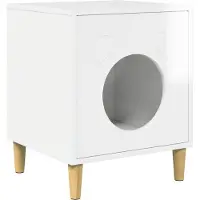 vidaXL Maison pour chat, blanc brillant, 42,5 x 40 x 53 cm, aggloméré