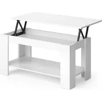 Vicco Table basse Lorenz Blanc 100x50cm avec fonction d'élévation, Model 30664