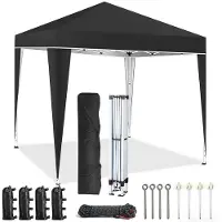 Ele eleoption Tente pop-up pliable 3 x 3 m, tente instantanée pour camping, plage, jardin, fêtes et événements en plein air, noir