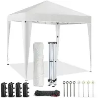 Ele eleoption Tente pop-up pliable 3 x 3 m, tente instantanée d'extérieur pour le camping, la plage, le jardin, les fêtes et les événements en plein air, blanche