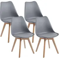 TEENO Chaise de salle à manger , chaise de cuisine, scandinave, rétro avec dossier, assise rembourrée en hêtre massifGris, lot de 4