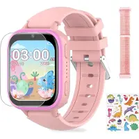 Ele eleoption Montre intelligente pour enfants avec fonction d'appel,31 jeux de puzzle, montre intelligente multifonctionnelle pour enfants, garçons et filles(Rose)