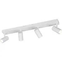 TRIO Reality Leuchten : Plafonnier TARYN, 4 spots, dimensions 62x13,50x6 cm, blanc