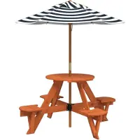 Syfax Table de pique-nique pour 4 enfants avec parasol rond sapin