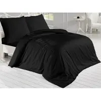 Brotex® Linge de lit étendu Satin 140x220, 70x90cm noir