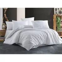 Brotex® Linge de lit en crêpe français UNI 220x220, 70x90cm Blanc