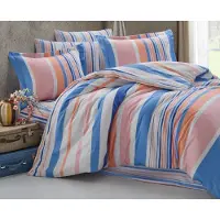 Brotex® Parure de lit en coton, dimensions 140x220 cm et 70x90 cm, couleur bleu-rose