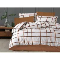 Brotex® Linge de lit en crêpe français 240x220, 70x90 Káro brown