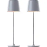 Brilliant Lampe de table à LED rechargeable Kaami, 2 W, 310 lm, 3000 K, grise, lot de 2