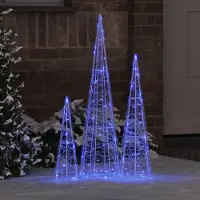 Prolenta Maison Exclusive - Sapin de Noël, 3 pièces, 90 LED bleues, 20 x 20 x 80 cm, acrylique