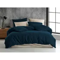 Brotex® Linge de lit en mousseline 140x200, 70x90 cm bleu foncé