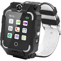Ele eleoption Enfants 4G Smartwatch avec GPS One-Key SOS Call Anti-Lost pour 4-12 ans Jouet électronique éducatif pour enfants Noir
