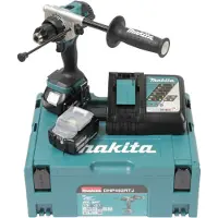 Makita Perceuse visseuse à percussion LXT - Ø 13 mm - - Avec 2 batteries 5 Ah + chargeur rapide + coffret Makpac - DHP492RTJ