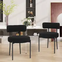 Puluomis Chaise de salle à manger Lot de 2 chaises de cuisine Chaise de cuisine rembourrée avec dossier, housse amovible Boucle noir