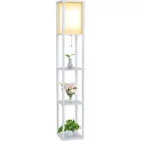 Puluomis Lampadaire 3 niveaux Lampadaire au sol 160cm E27 éclairage intérieur bois blanc