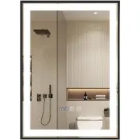 Puluomis miroir de salle de bain 50x70 antibuée avec éclairage 3 couleurs, luminosité variable, miroir de salle de bain avec horloge digitale, température noir