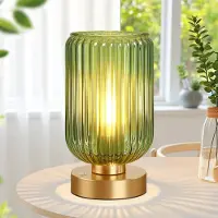 Lapalife Lampe de table Lampe de table LED sans fil en verre vert Rechargeable Lampe de chevet à intensité variable pour chambre à coucher, salon