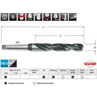 RUKO Foret hélicoïdal DIN345 type N diamètre 40,5mm HSS MK4 - 204405