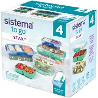 Sistema Boîtes à Repas - 4 Pack - 1 L/2.2 L - Stax To Go - Bleu/ - - UneTaille - Boîte à Repas