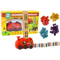 Leantoys Petite voiture « Dinosaure rouge » à piles pour empiler des dominos colorés, 4 couleurs de blocs