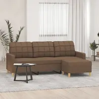 Prolenta Maison Exclusive - Canapé 3 places avec pouf, marron, 180 cm, tissu