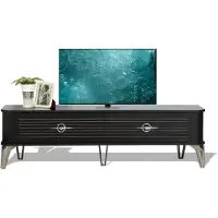 AEA Meuble TV pratique avec tiroirs fonctionnels et poignées métalliques